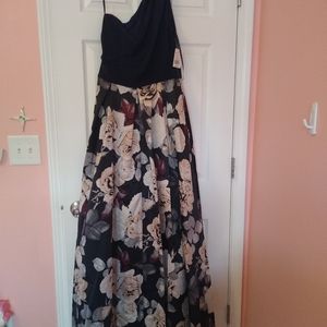 Printed Satin and Jersey One-Shoulder Ball Gown